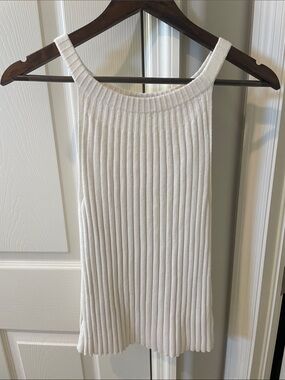 Anthropologie Cream Ribbed Knit Tank